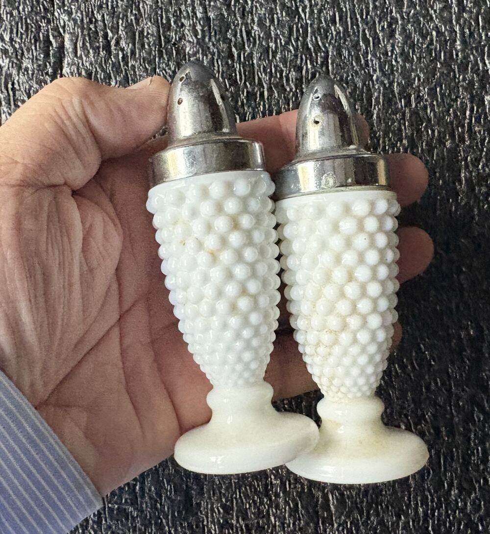 Westmorland Milk Glass Hobnailed Salt and Pepper Shakers WM308